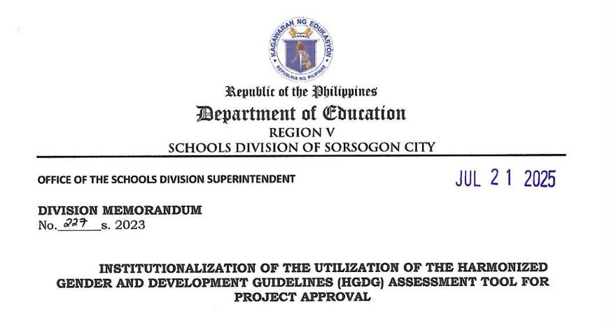 HGDG Assessment Tool for Project Approval: Institutionalized